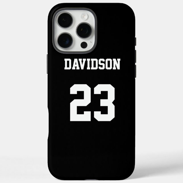 Custom Black and White Jersey iPhone 16 Pro Max Hülle (Rückseite)