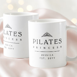 Custom Black and White Minimalist Pilates Princess Kaffeetasse