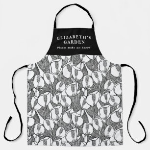 Custom Black and White Peace Lilie Muster Schürze