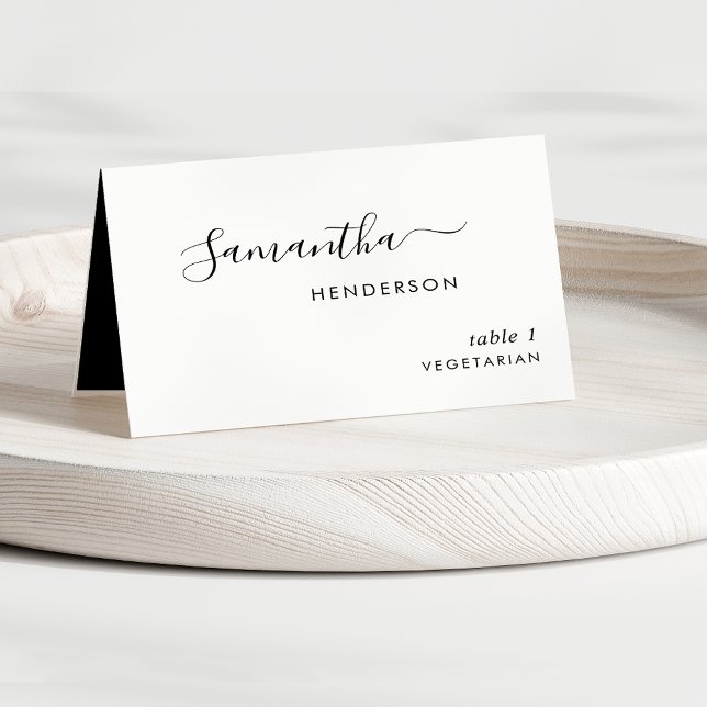Custom Black and White, Script Wedding Platzkarten Tischnummer (Von Creator hochgeladen)