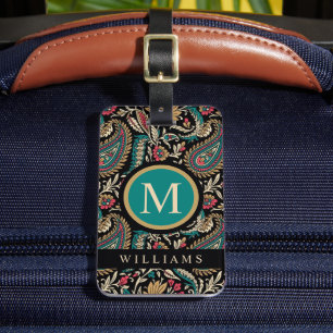 Custom Black Aquamarin Blue Green Gold Paisley Mus Gepäckanhänger