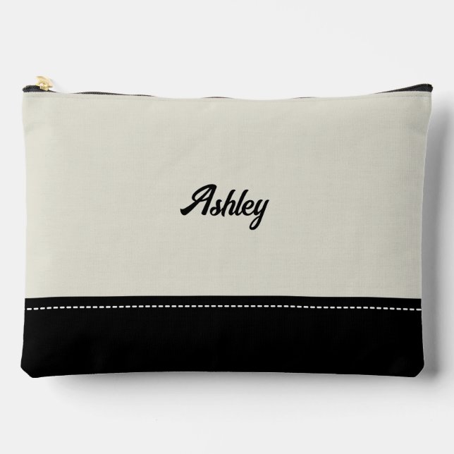Custom black beige personalized preppy stylish zubehörtasche (Vorderseite)