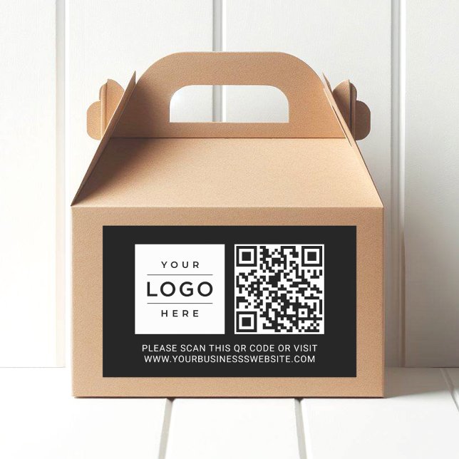 Custom Black Business Logo and Website QR Code Rechteckiger Aufkleber (Von Creator hochgeladen)