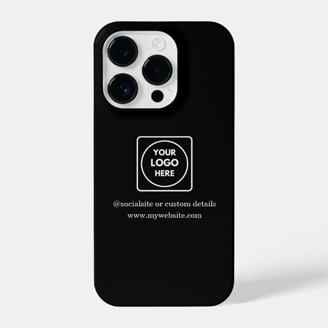 Custom Black Business Logo Promo iphone case 14 Pro Hülle (Rückseite)