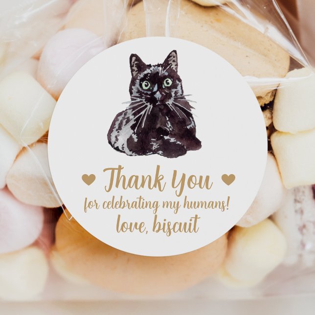 Custom Black Cat Gastgeschenk Hochzeit Stickers (Von Creator hochgeladen)