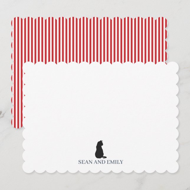 Custom Black Cat Stripe Logo Stationary Dankeskarte (Vorne/Hinten)