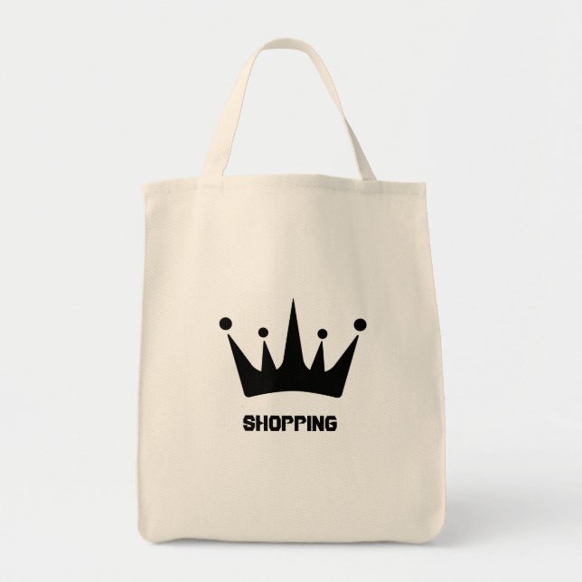 Custom Black Crown Shopping Text Lebensmittelgesch Tragetasche (Vorne)