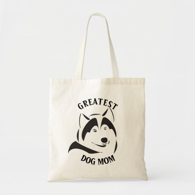 Custom Black Dog Illustration Beste Hunde-Mama Tragetasche (Vorne)