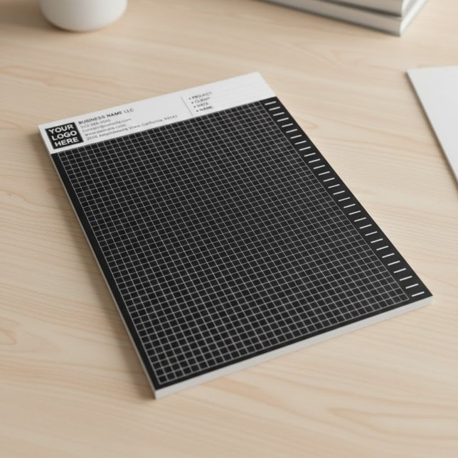 Custom Black Engineering Graph Paper Pad with Logo Notizblock (custom graph paper, engineering pad logo, architectural grid pad)