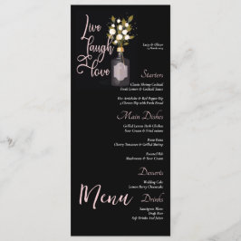 Custom Black Floral Wedding Menu mit Zitat Menükarte