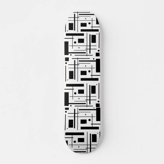 Custom Black Geometric Shapes Skateboard (Vorne)