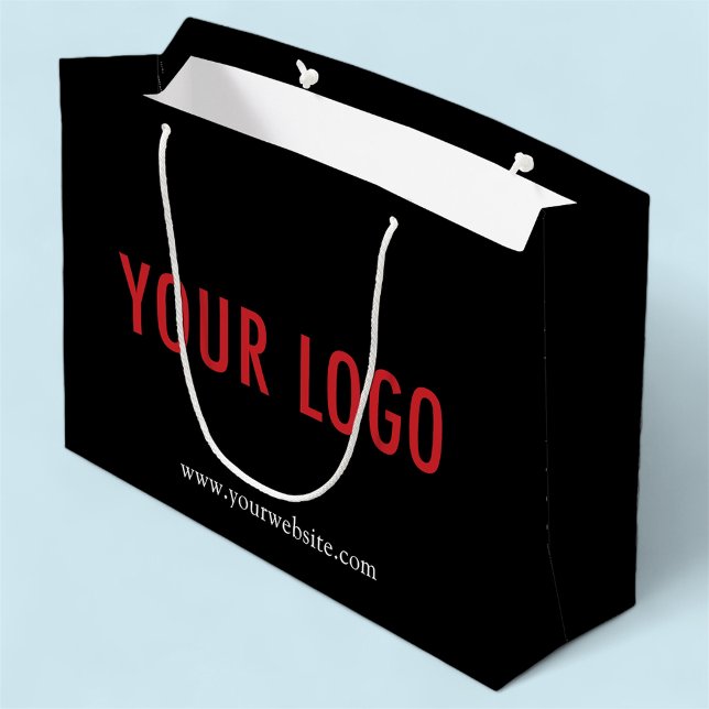 Custom Black Gift Bag mit Firmenlogo 12.5x9 in Große Geschenktüte (MISOOK 12.5 x 4 x 9 inch Black Gift Bag with Logo)