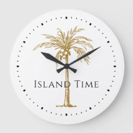 Custom Black Gold Artistic Palm Tree Tropical Große Wanduhr