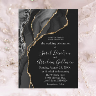 Custom Black Gold Foil Agate Hochzeitseinladungen Einladung