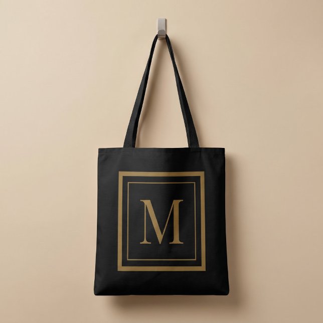 Custom Black & Gold Framed Monogram Tasche (Von Creator hochgeladen)