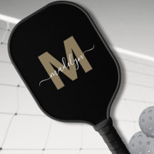 Custom Black Gold Modern Script Name Monogram