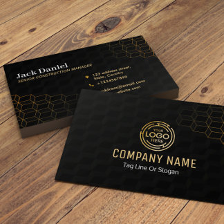 Custom Black + Gold Zuhause Gebäude Construction L Visitenkarte