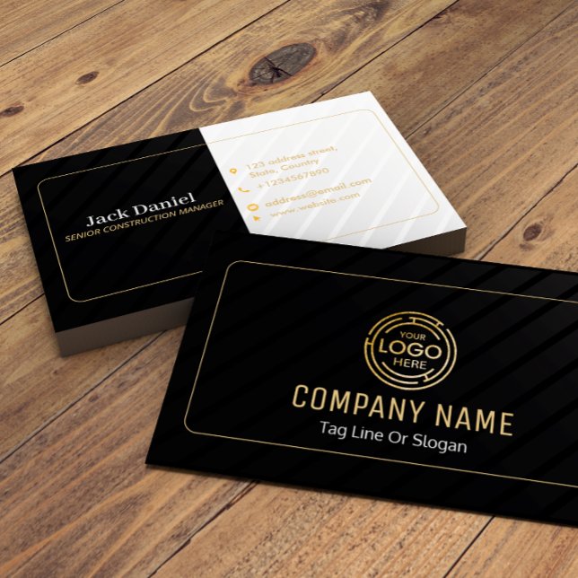 Custom Black + Gold Zuhause Gebäude Construction L Visitenkarte (Von Creator hochgeladen)
