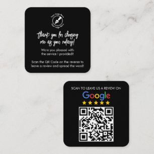 Custom Black Google Review QR Code Dank Notar Quadratische Visitenkarte