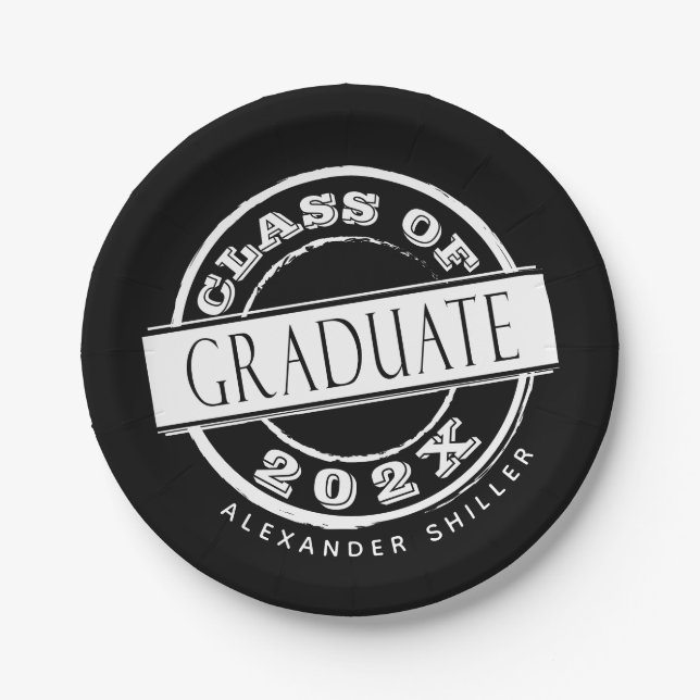 Custom Black Graduate Party Graduate Pappteller (Vorderseite)