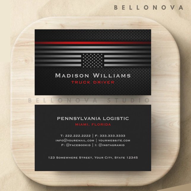 Custom Black Gray Red The USA America Flag Premium Visitenkarte (Custom Black Grey Red The USA America Flag Premium Business Card)