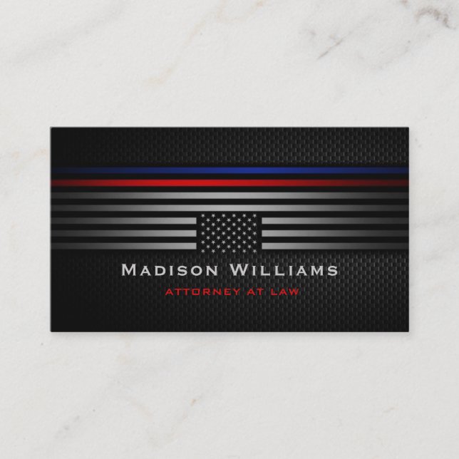 Custom Black Gray The USA Flag Law Office Visitenkarte (Vorderseite)