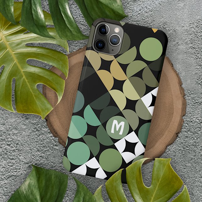 Custom Black Green Aquamarin Blue Retro Art Muster iPhone Hülle (Von Creator hochgeladen)