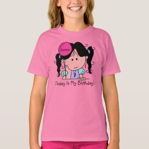 Custom Black Hair Girl w. T-shirt d'anniversaire d