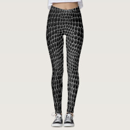 Custom Black Imitats Crocodile Skin Leggings