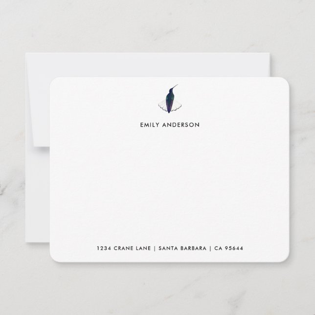 Custom Black Jacobin Hummingbird Paper Mitteilungskarte (Vorderseite)