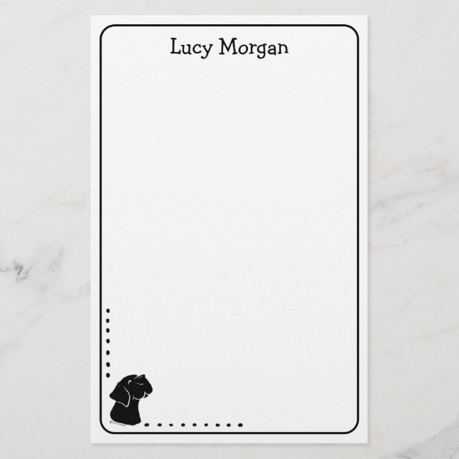 Custom Black Lab Cute Dog Art Stationery Briefpapier (Vorderseite)