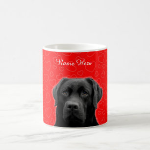 Custom Black Labrador Red Hearts Tasse