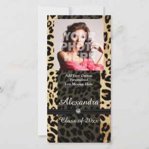 Custom Black Leopard Ribbon Jewel Girl Abschluss Ankündigung