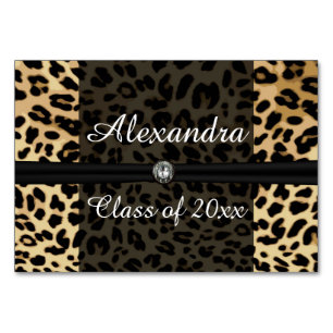 Custom Black Leopard Ribbon Jewel Girl Abschluss Tischnummer