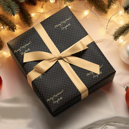Custom Black Modern Karo Muster Imitate Gold Scrip Geschenkpapier
