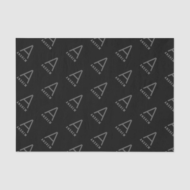 Custom Black Modern Monogram Seidenpapier (Vorderseite)