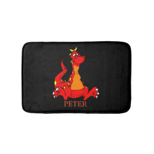 Custom Black Orange Dragon Personalisiert Badematte