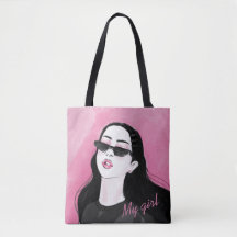 Custom Black Pink Modern Girl Graphic