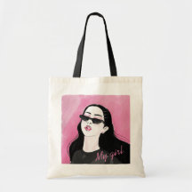 Custom Black Pink Modern Girl Graphic