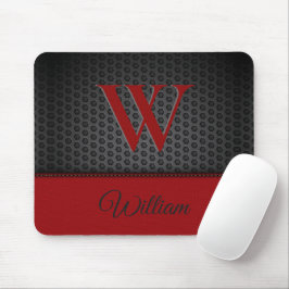 Custom Black Red Imitats Leather Mit Monogramm Ini Mousepad