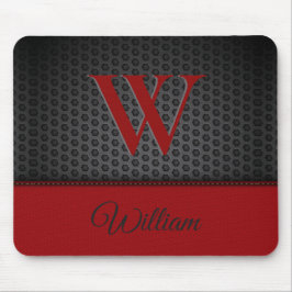 Custom Black Red Imitats Leather Mit Monogramm Ini Mousepad