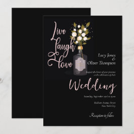 Custom Black Romantic Floral Wedding Card mit/ Quo Einladung