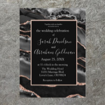 Custom Black Rose Gold Foil Agate Hochzeit