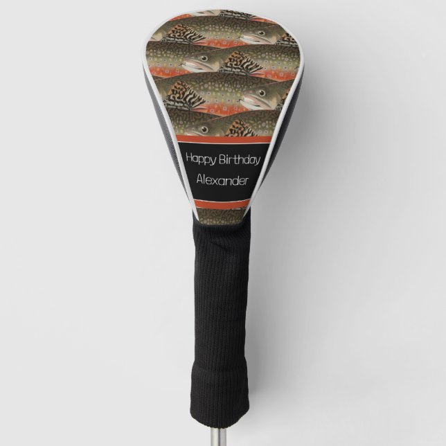 Custom Black Rust Fisherman Fliegenfischer Club Golf Headcover (Vorderseite)