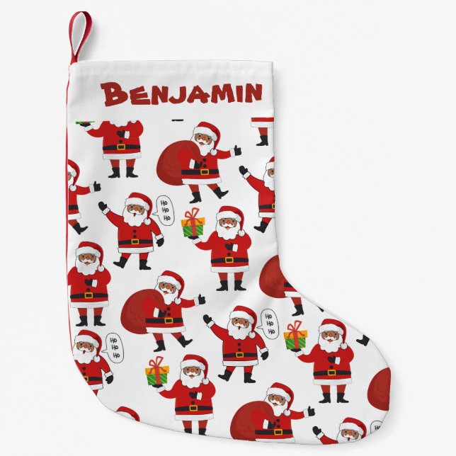 Custom Black Santa American Kleiner Weihnachtsstrumpf (Vorderseite)