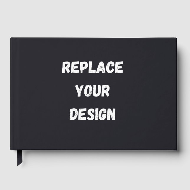 Custom black simple Design Add Photo or Text Gästebuch (Vorderseite)