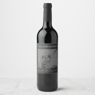 Custom Black Sleek Wedding Celebration Weinlabel Weinetikett