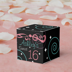 Custom Black Sweet 16 Birthday Gefälligkeitsboxen Geschenkschachtel