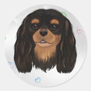 Custom Black und Tan Cavalier Spaniel Runder Aufkleber