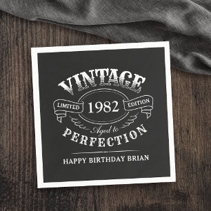 Custom Black Vintag Aged to Perfect Geburtstag Serviette